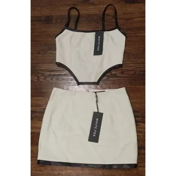 White Fox Top Bustier Mini Skirt Bottom Set Women's Size Small NWT - Picture 1 of 2